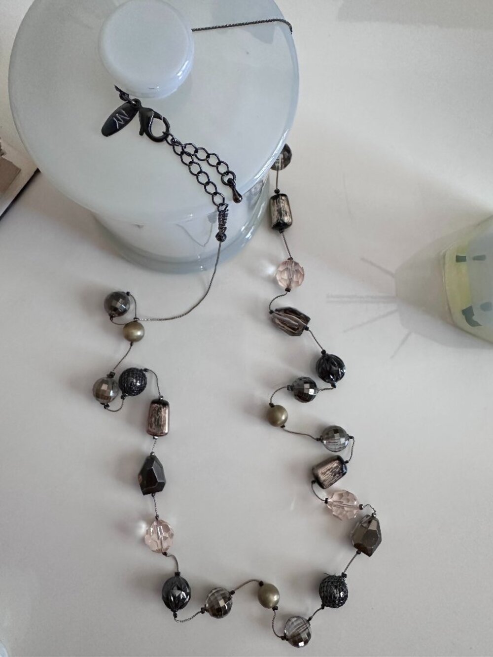 NY & Co. Smooth Snake Chaim Slide Necklace Copper Clear Beads